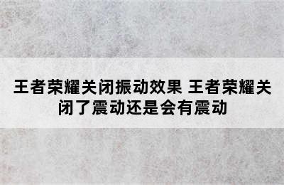 王者荣耀关闭振动效果 王者荣耀关闭了震动还是会有震动